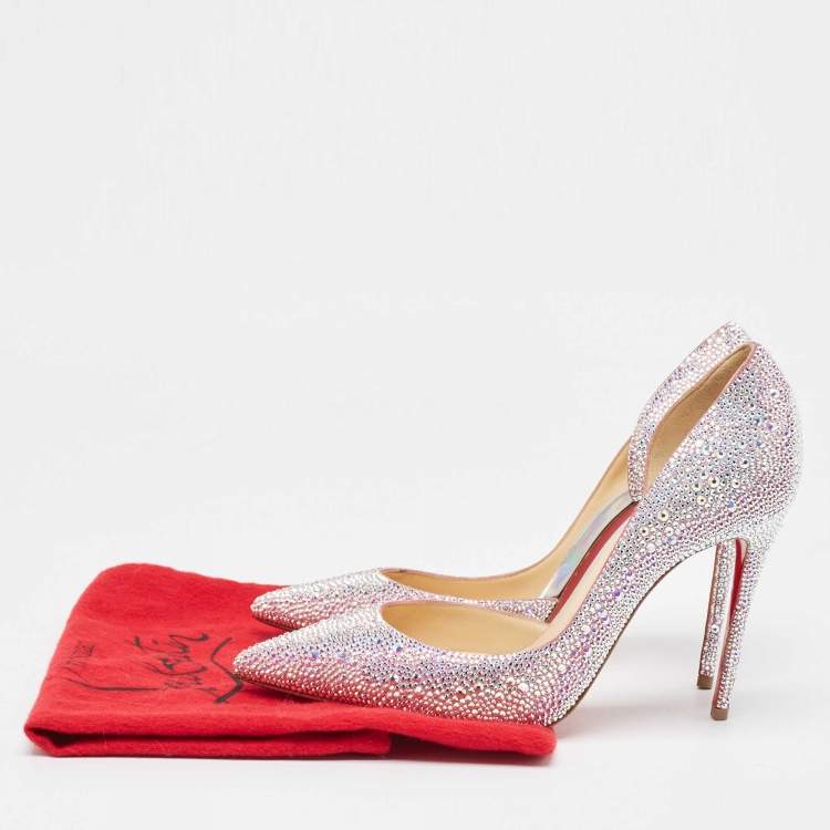 Pre Owned Christian Louboutin Silver/Pink Glitter Iriza Pumps Size 38