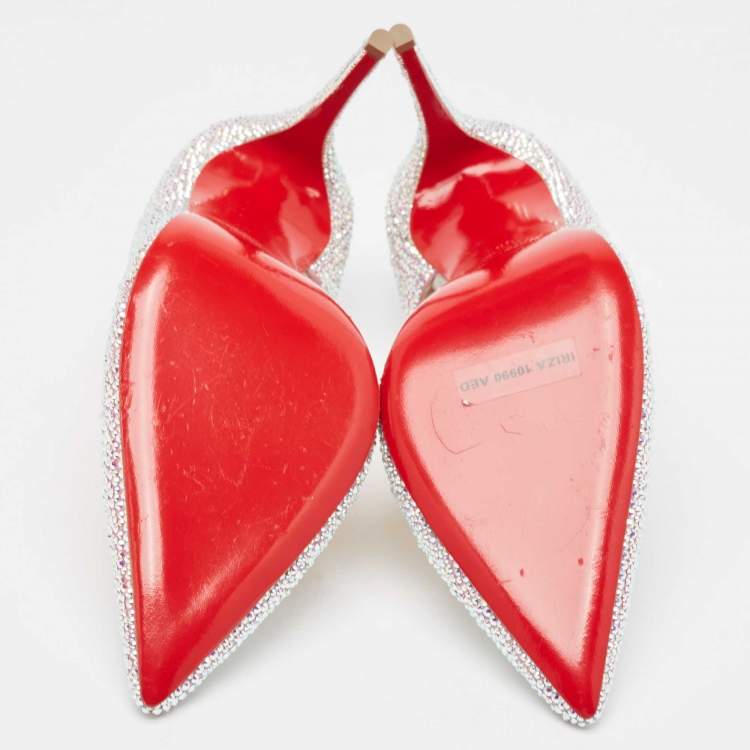 Pre Owned Christian Louboutin Silver/Pink Glitter Iriza Pumps Size 38
