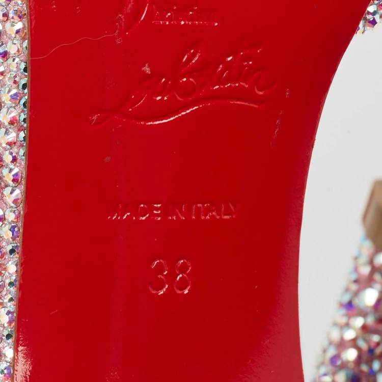 Pre Owned Christian Louboutin Silver/Pink Glitter Iriza Pumps Size 38