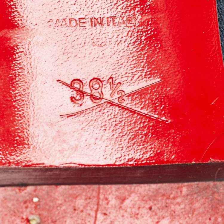 Pre Owned Christian Louboutin Blue Denim Spike Smoking Slippers Size 38.5