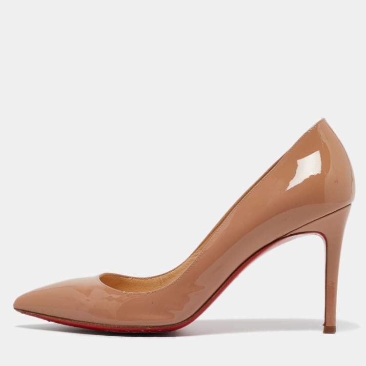 Pre Owned Christian Louboutin Beige Patent Pigalle Pumps Size 39