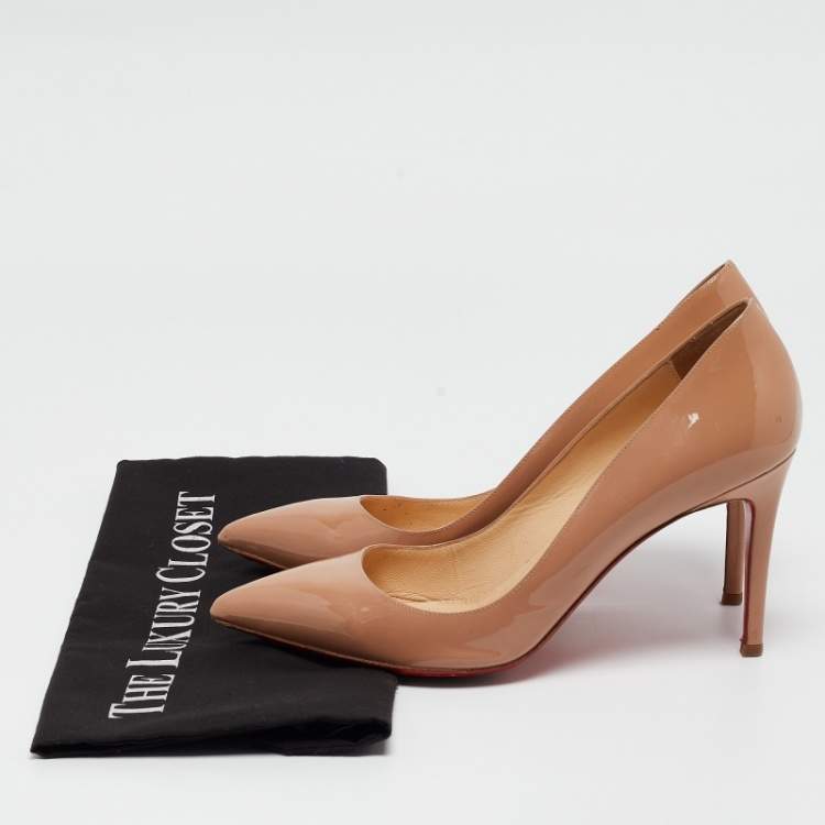 Pre Owned Christian Louboutin Beige Patent Pigalle Pumps Size 39