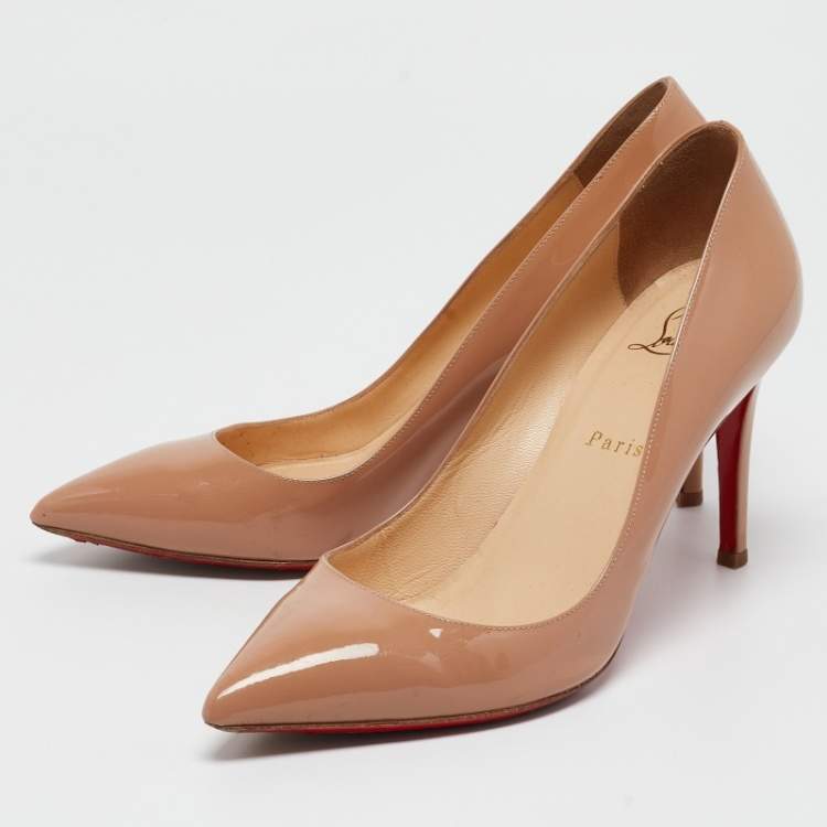 Pre Owned Christian Louboutin Beige Patent Pigalle Pumps Size 39