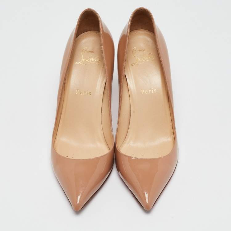 Pre Owned Christian Louboutin Beige Patent Pigalle Pumps Size 39