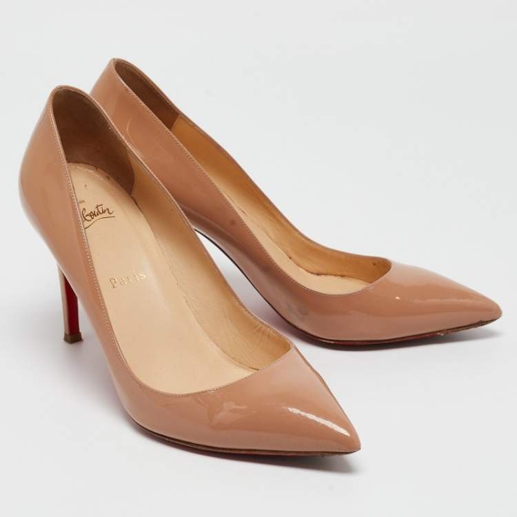 Pre Owned Christian Louboutin Beige Patent Pigalle Pumps Size 39