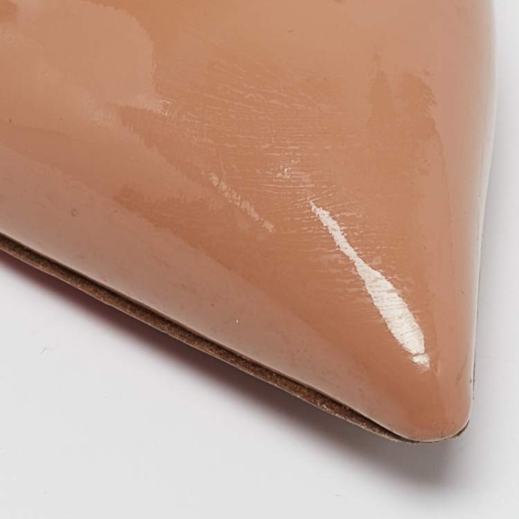 Pre Owned Christian Louboutin Beige Patent Pigalle Pumps Size 39