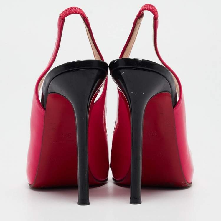 Pre Owned Christian Louboutin Multicolor Patent Leather Flo Slingback Pumps Size 37.5