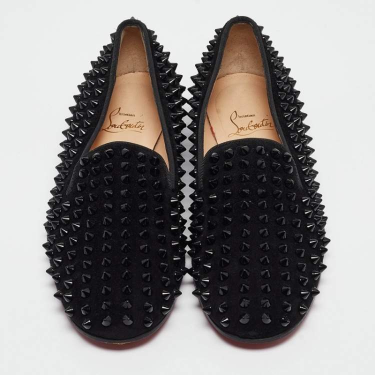 Pre Owned Christian Louboutin Black Suede Rollerboy Loafers Size 36.5