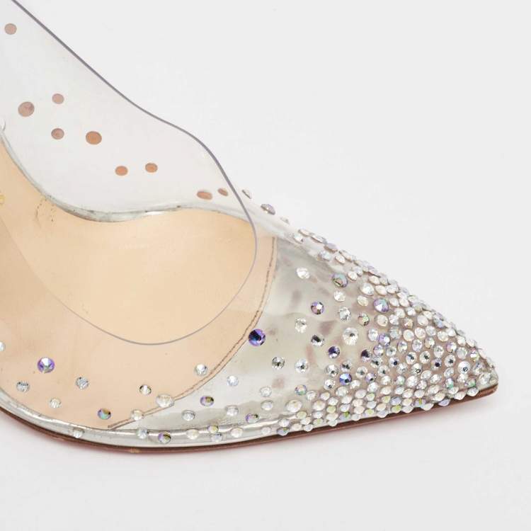 مملوكة مسبقًا Christian Louboutin Silver/Transperent PVC and Glitter Degrastassista Pumps Size 36.5