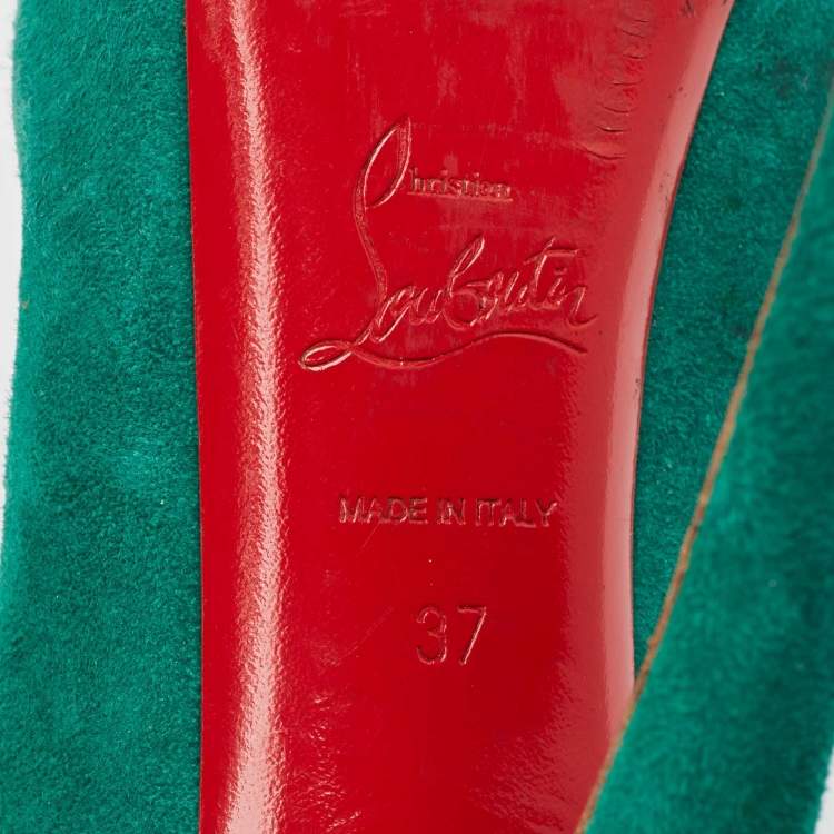 Pre Owned Christian Louboutin Green Suede Simple Pumps Size 37