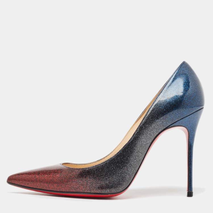 Pre Owned Christian Louboutin Metallic Patent Kate Pumps Size 36