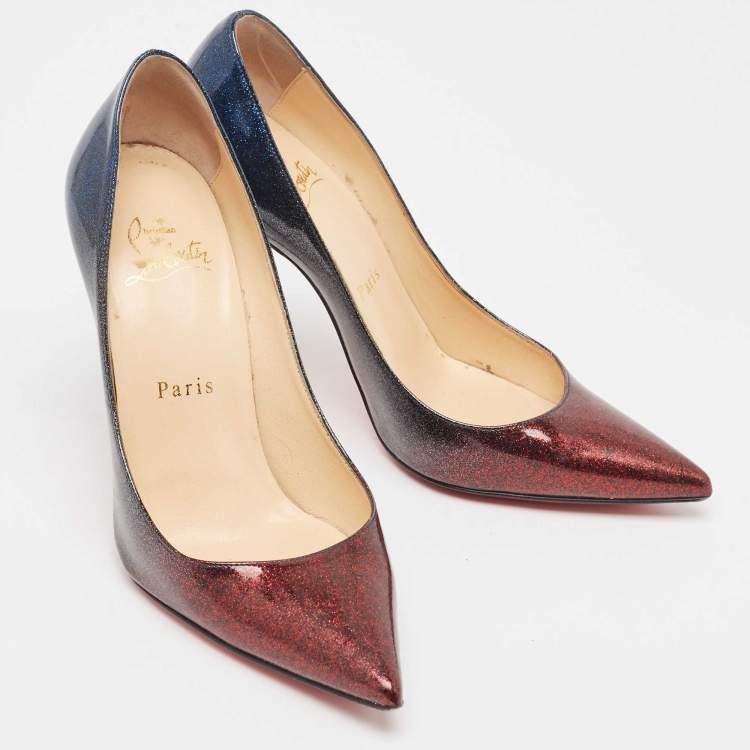 Pre Owned Christian Louboutin Metallic Patent Kate Pumps Size 36
