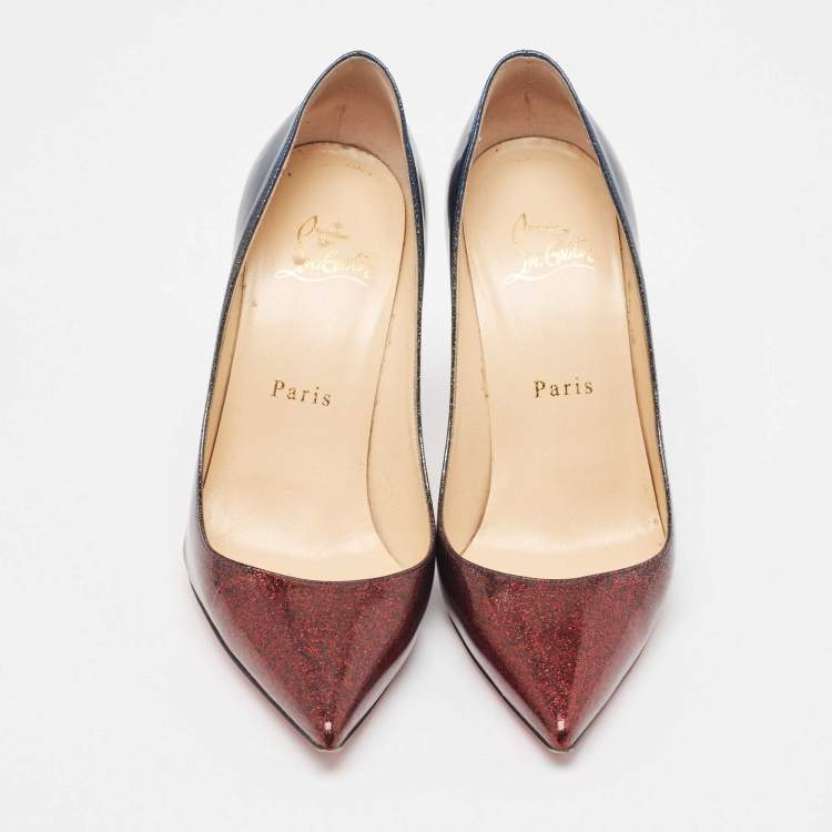 Pre Owned Christian Louboutin Metallic Patent Kate Pumps Size 36