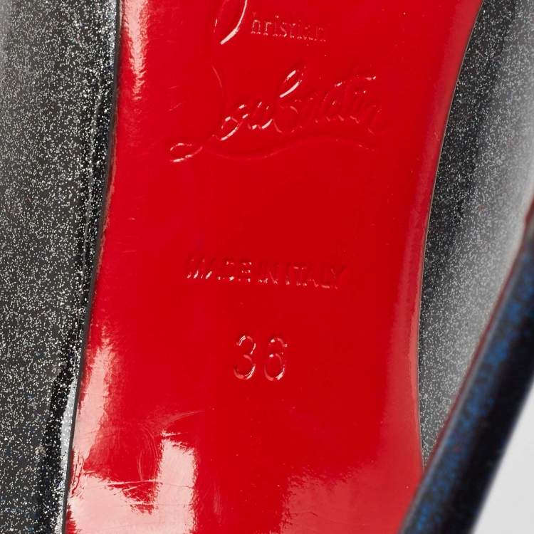 Pre Owned Christian Louboutin Metallic Patent Kate Pumps Size 36