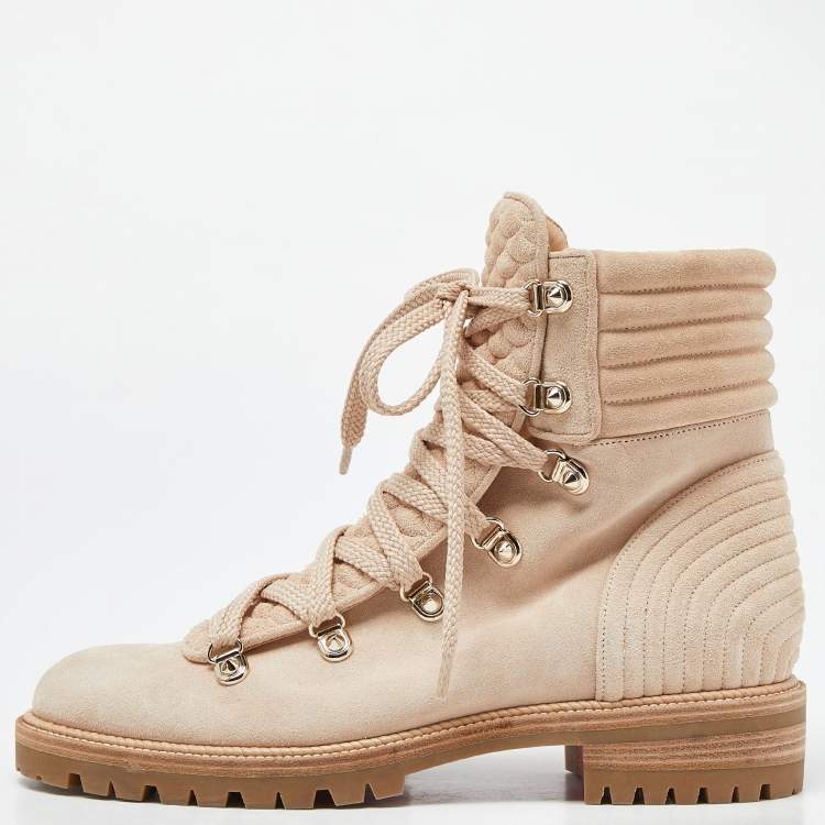 Pre Owned Christian Louboutin Beige Suede Mad Ankle Boots Size 39
