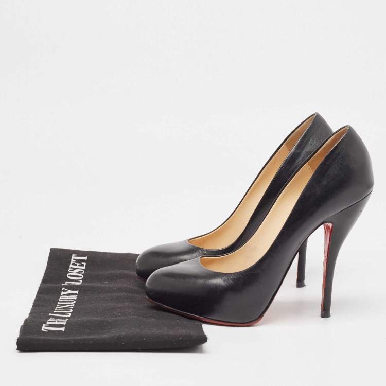 Pre Owned Christian Louboutin Black Leather Rolando Pumps Size 37