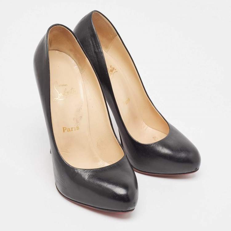 Pre Owned Christian Louboutin Black Leather Rolando Pumps Size 37