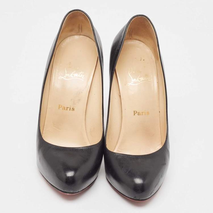 Pre Owned Christian Louboutin Black Leather Rolando Pumps Size 37