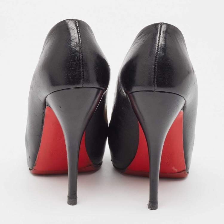 Pre Owned Christian Louboutin Black Leather Rolando Pumps Size 37