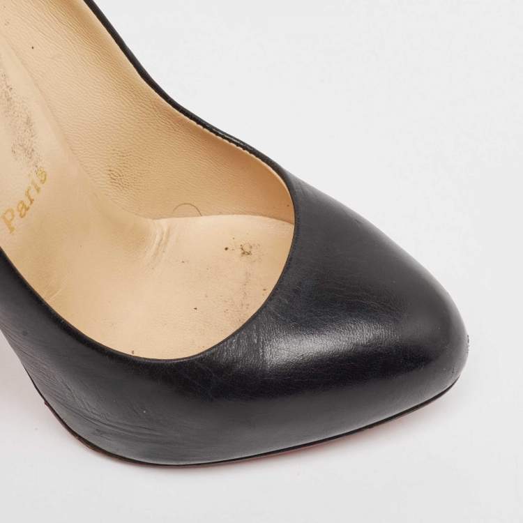 Pre Owned Christian Louboutin Black Leather Rolando Pumps Size 37