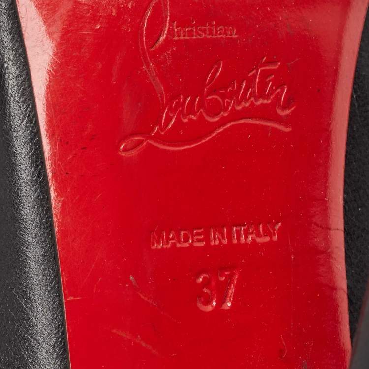 Pre Owned Christian Louboutin Black Leather Rolando Pumps Size 37