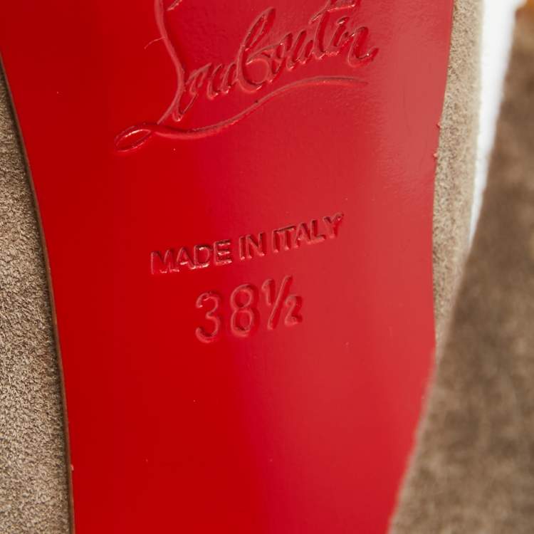 Pre Owned Christian Louboutin Metallic Python and Suede 4A Booties Size 38.5