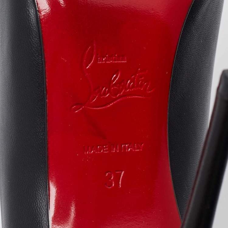 Pre Owned Christian Louboutin Black Leather Pointed Toe Pumps Size 37