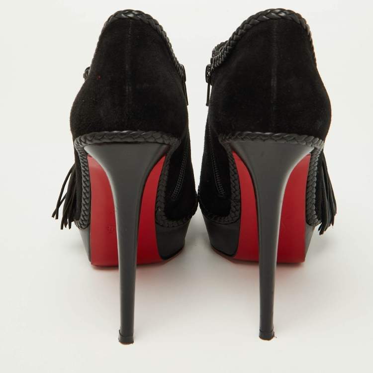 Pre Owned Christian Louboutin Black Suede Sultane Ankle Booties Size 40.5