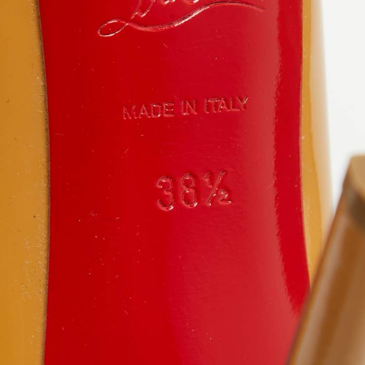 Pre Owned Christian Louboutin Beige Patent Leather Neofilo Pumps Size 38.5