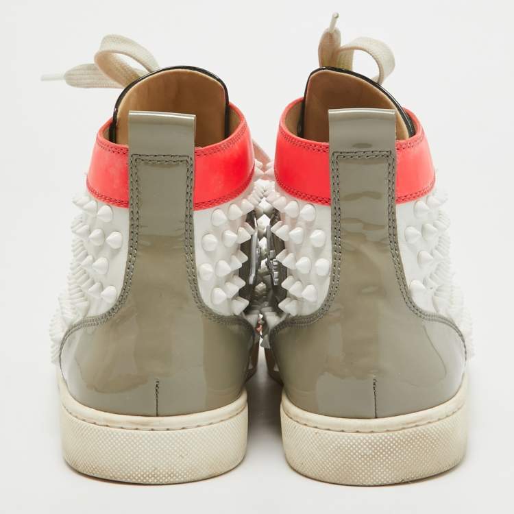 Pre Owned Christian Louboutin Neon Multicolor Leather Louis Spikes Sneakers Size 40