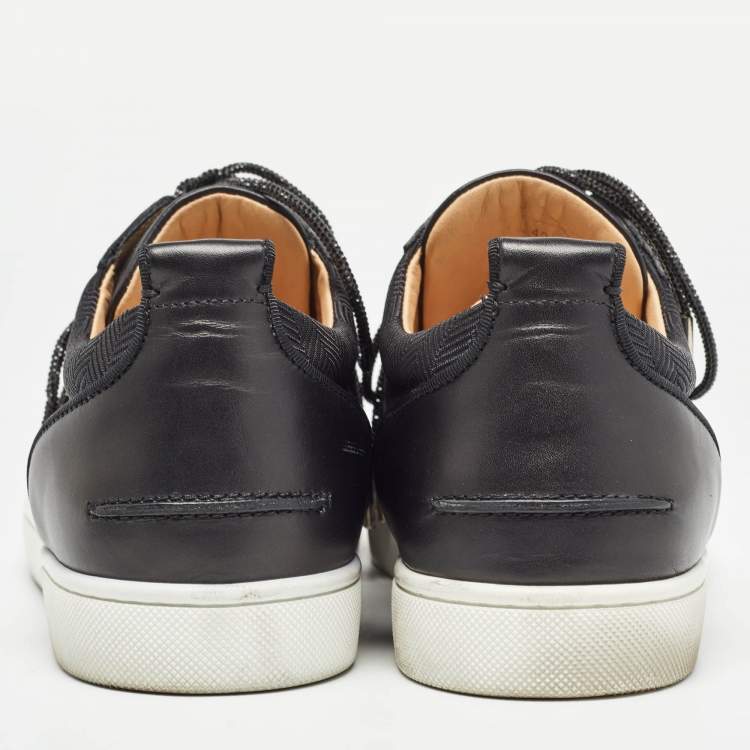 Pre Owned Christian Louboutin Black Leather and Fabric Louis Junior Sneakers Size 40