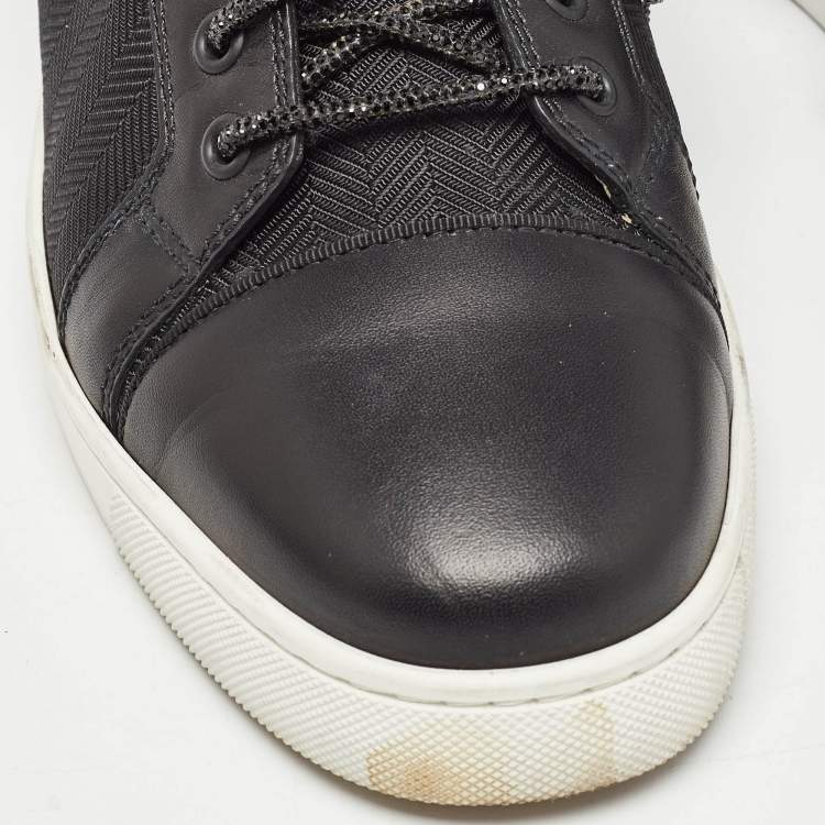 Pre Owned Christian Louboutin Black Leather and Fabric Louis Junior Sneakers Size 40