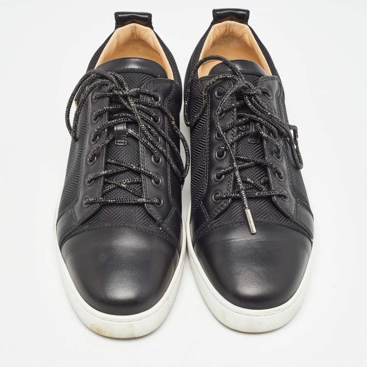 Pre Owned Christian Louboutin Black Leather and Fabric Louis Junior Sneakers Size 40