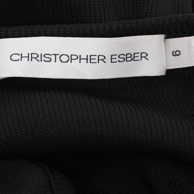 Pre Owned Christopher Esber Black Knit Distort Strapless Cutout Midi Dress M