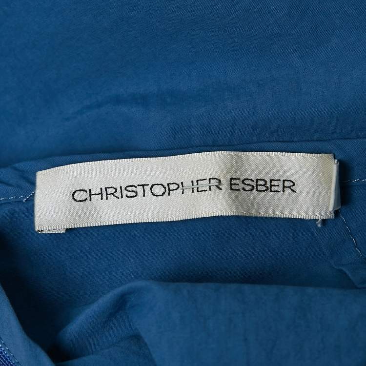 Pre Owned Christopher Esber Blue Nylon Blend Tie-Up Skirt and Top Set M 