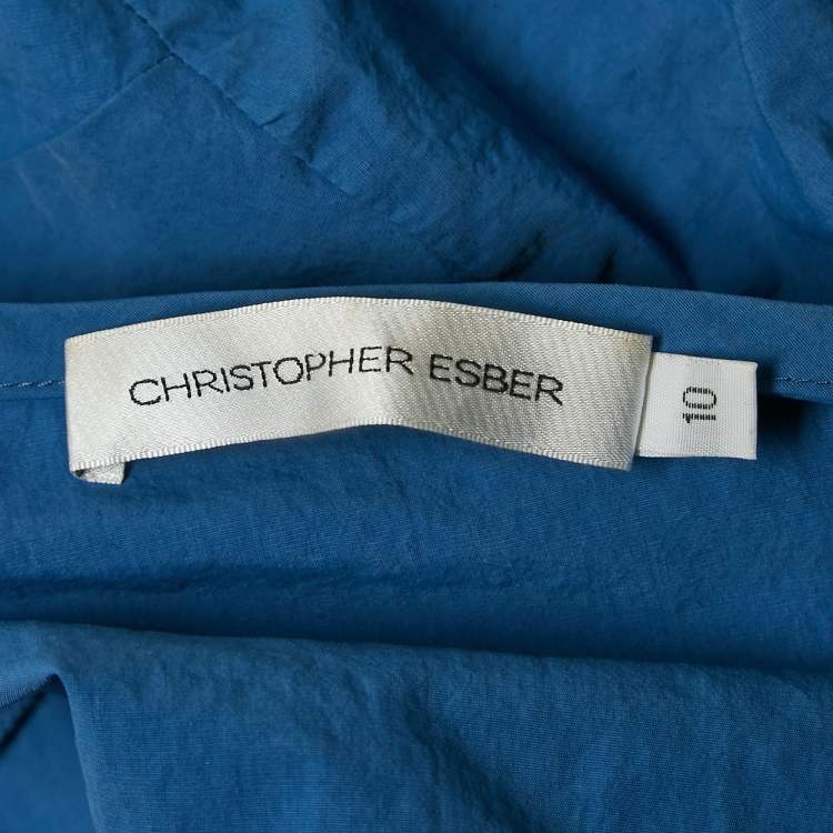 Pre Owned Christopher Esber Blue Nylon Blend Tie-Up Skirt and Top Set M 