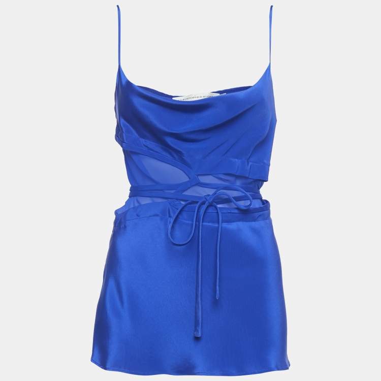 Pre Owned Christopher Esber Blue Silk Tie-Up Detail Strappy Top S