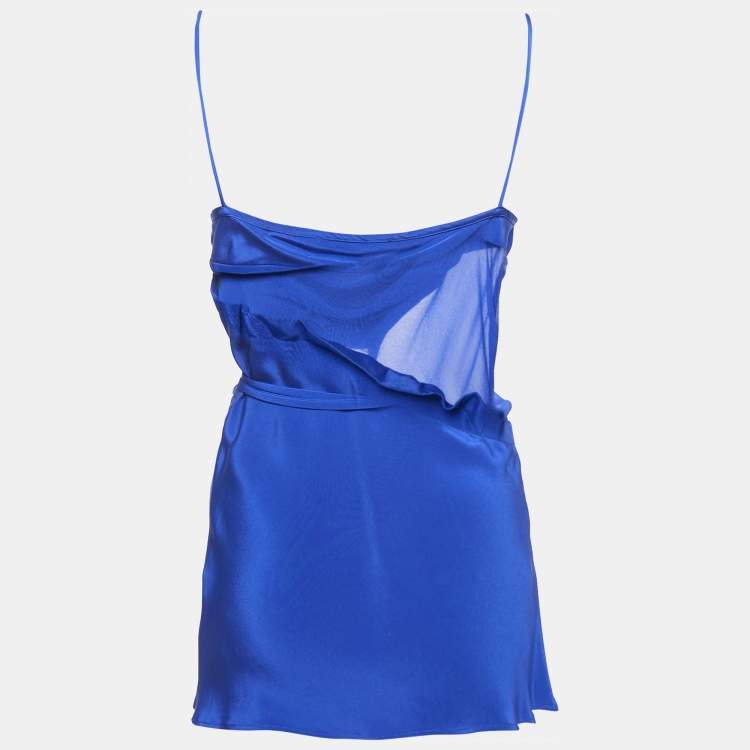 Pre Owned Christopher Esber Blue Silk Tie-Up Detail Strappy Top S