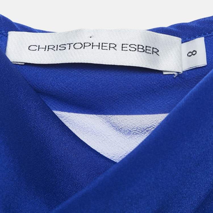 Pre Owned Christopher Esber Blue Silk Tie-Up Detail Strappy Top S