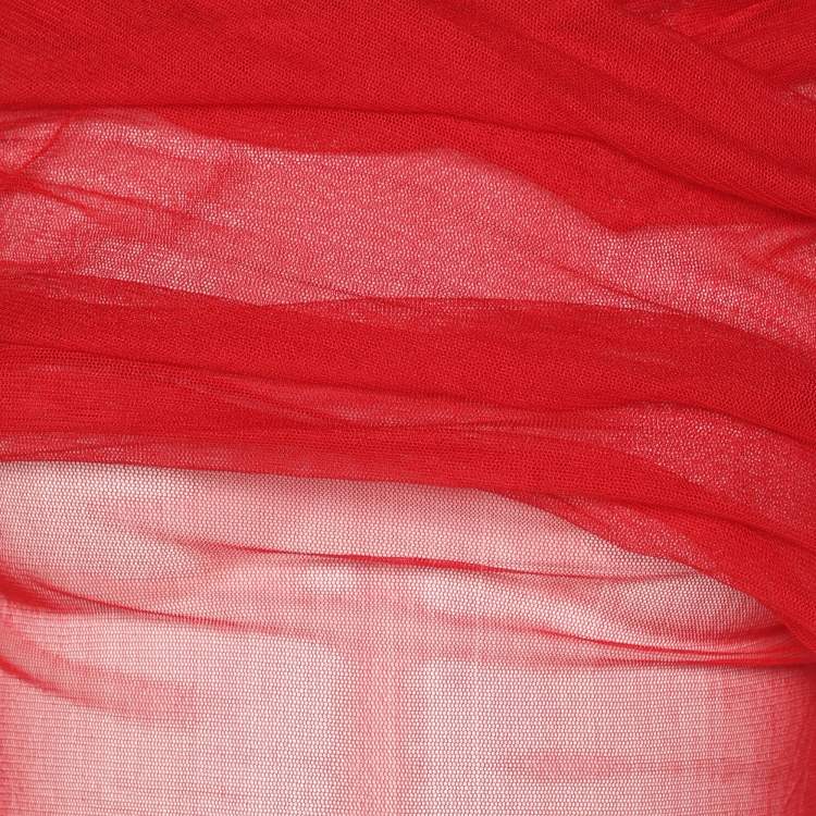 Pre Owned Christopher Esber Red Sheer Silk Blouse Top S