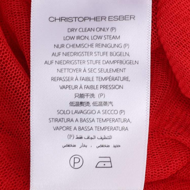 Pre Owned Christopher Esber Red Sheer Silk Blouse Top S