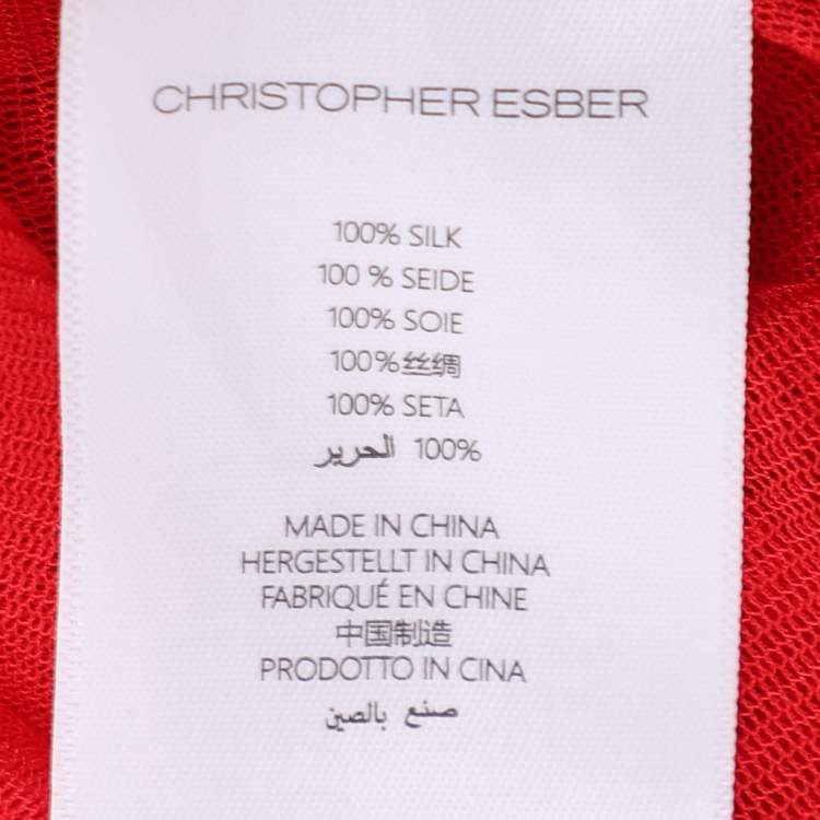 Pre Owned Christopher Esber Red Sheer Silk Blouse Top S