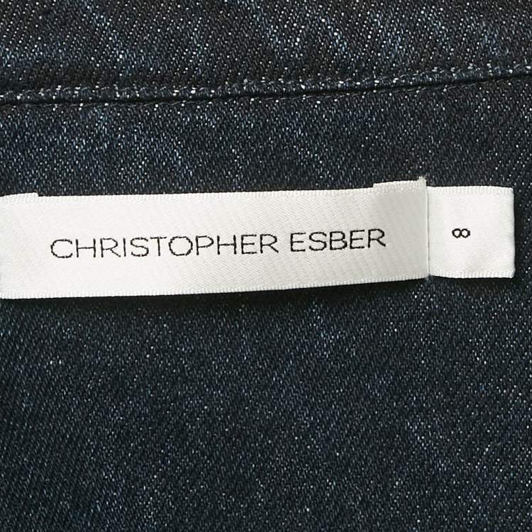 Pre Owned Christopher Esber Navy Blue Sevilla Crop Denim Wrap Top M