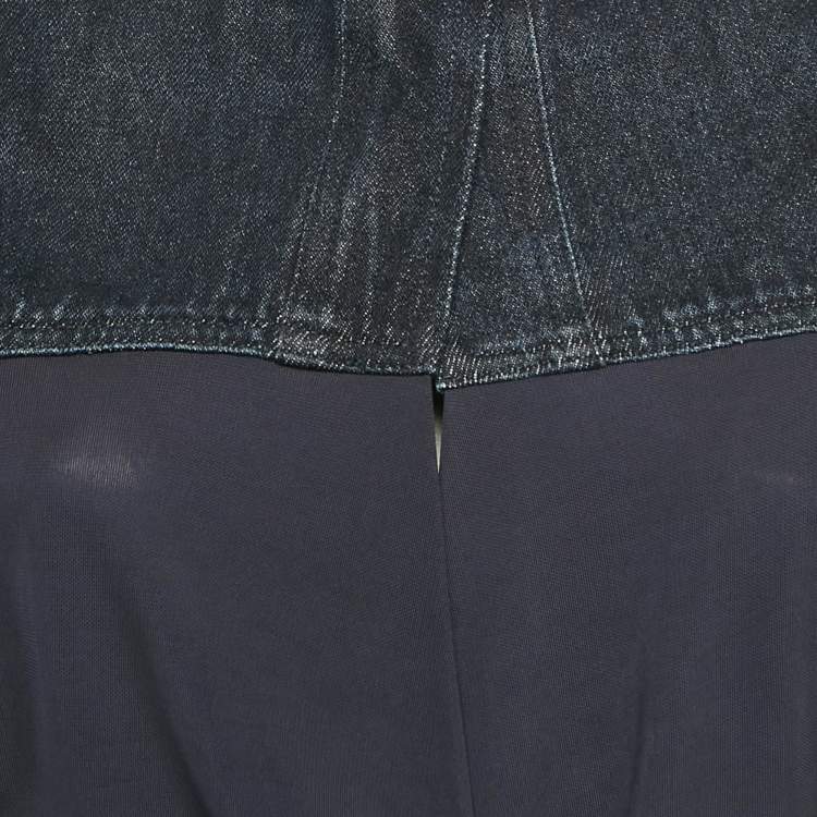 Pre Owned Christopher Esber Navy Blue Sevilla Crop Denim Wrap Top M