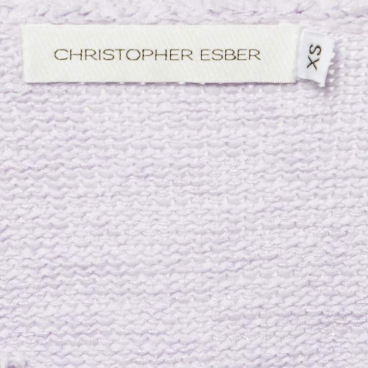 Pre Owned Christopher Esber Lilac Crochet Cotton Long Sleeve Crop Top XS