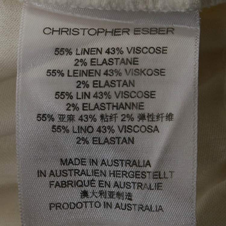 Pre Owned Christopher Esber Ivory Linen Blend Shirt Style Crop Top S