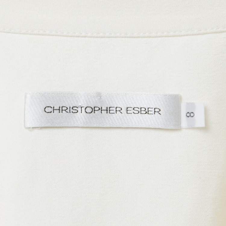 Pre Owned Christopher Esber Ivory Linen Blend Shirt Style Crop Top S
