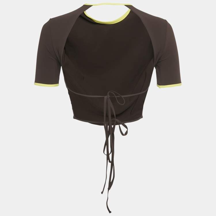 Pre Owned توب كريستوفر إيسبر كروب مفتوح من الخلف بني مقاس صغير