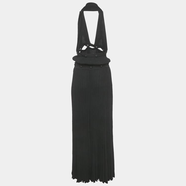 مملوكة مسبقًا Christopher Esber Black Knit Detachable Halter Neck Dress M 