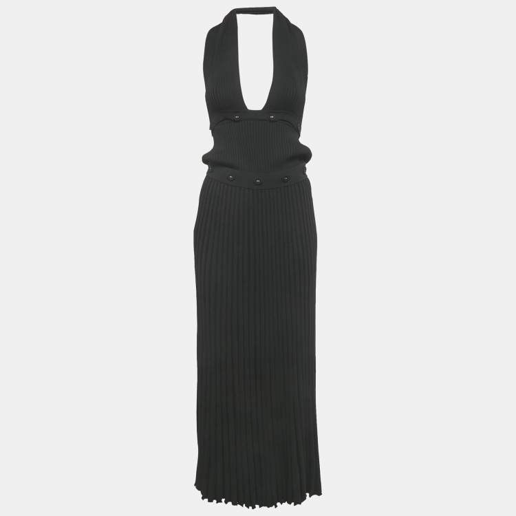 مملوكة مسبقًا Christopher Esber Black Knit Detachable Halter Neck Dress M 